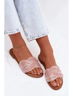 Zdobené dámské ploché nazouváky růžové Dovima Zdobené dámské ploché nazouváky růžové Dovima