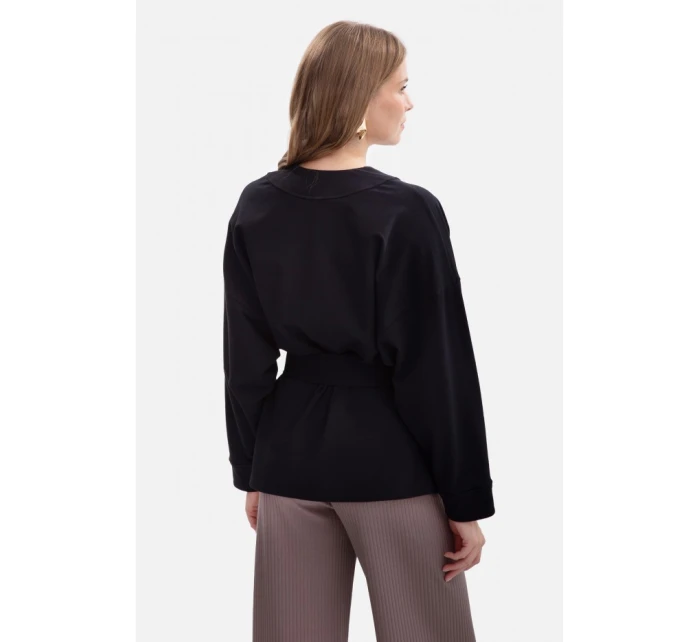 B297 Pletené sako bez límce s otevřenou přední částí - černé B297 Pletené sako bez límce s otevřenou přední částí - černé