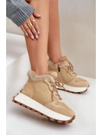 Kožené dámské tenisky trapery s kožíškem na platformě Big Star OO274A330 béžové Kožené dámské tenisky trapery s kožíškem na platformě Big Star OO274A330 béžové