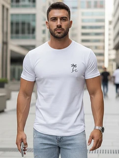 Pánské bavlněné tričko s potiskem klasické bílé FashionStreet NX5105R