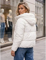 Dámská zimní prošívaná bunda s kapucí, bílá, FashionStreet TY6081 Dámská zimní prošívaná bunda s kapucí, bílá, FashionStreet TY6081