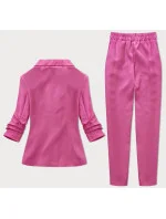 Tmavě růžový dámský kalhotový kostým (X22-356X)