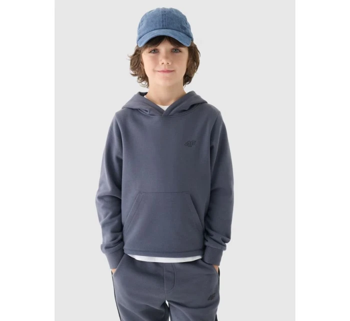 Chlapecká nepruhovaná mikina s kapucí 4F Junior 4FJWMM00TSWSM1292-25S
