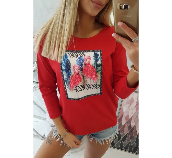 Halenka s 3D grafikou model 18743992 červená - K-Fashion Halenka s 3D grafikou model 18743992 červená - K-Fashion