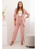 Elegantní souprava saka a kalhot pudrově růžová