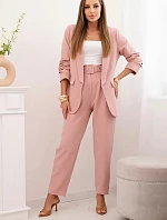 Elegantní souprava saka a kalhot pudrově růžová