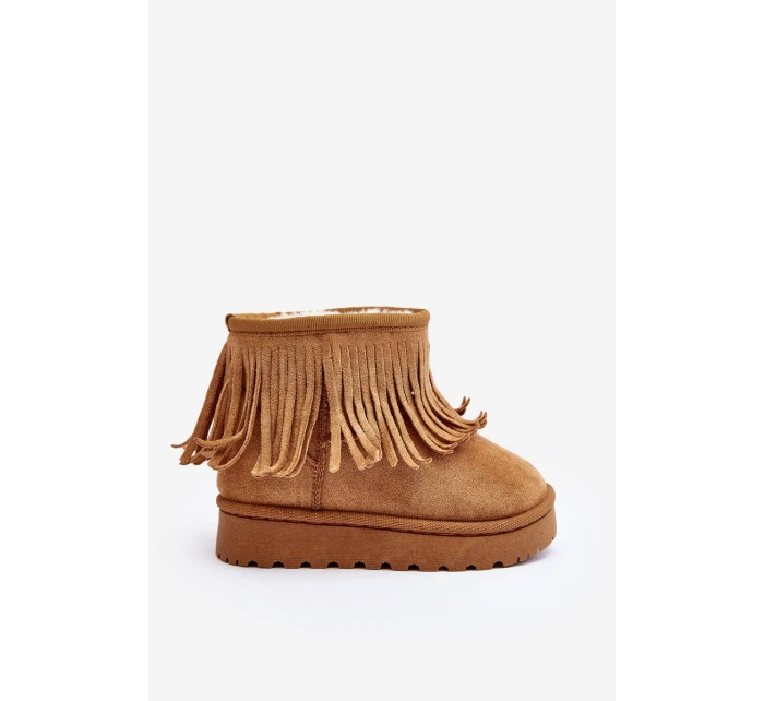 Ocieplane Botky Sněžáky Dětské s Ozdobnými Frédzlami Camel Nimia