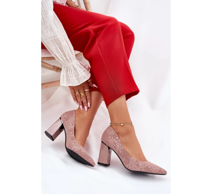 Elegantní lodičky na podpatku v růžové model 21692745 růžové - VINCEZA