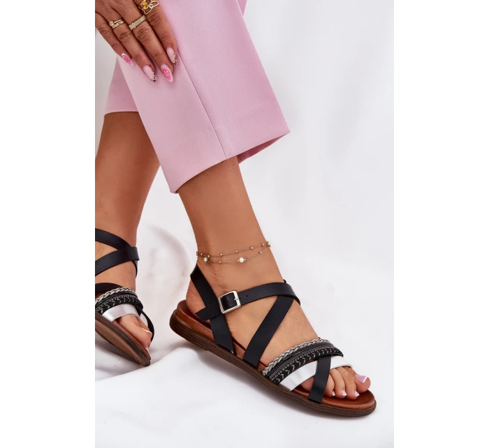 Dámské Ploché Sandály S Pásky Černé model 21697523 - SERGIO LEONE