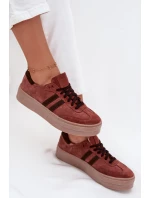 Dámské semišové tenisky na platformě Zazoo N1068S2 Hnědé