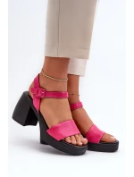 Zazoo Dámské kožené sandály na bloku fuchsie Zazoo Dámské kožené sandály na bloku fuchsie