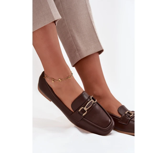 Dámské loafers polobotky s ozdobou Priscelle – hnědé