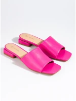 Originální dámské nazouváky růžové na širokém podpatku Originální dámské nazouváky růžové na širokém podpatku