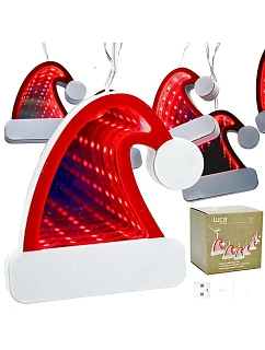 SVĚTÝLKA, DRÁTKY, LED GIRLANDA, SANTA KLÁUSOVY ČEPICE, USB