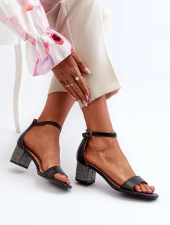 Dámské sandály z eko kůže na podpatku černé model 21657093 - Boto