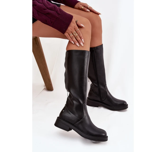 Kožené dámské kozačky vyhřívané model 21728450 Černé - Maciejka