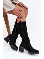 Dámské kozačky na Eko semiš černé model 21747873 - Boto Dámské kozačky na Eko semiš černé model 21747873 - Boto