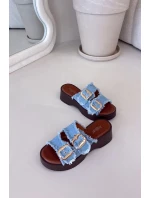 Dámské pantofle na platformě 100-486 Jeans modrá s černou - Joalice Paris Dámské pantofle na platformě 100-486 Jeans modrá s černou - Joalice Paris