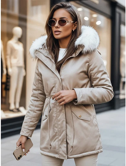 Dámská zimní bunda parka béžová Dstreet model 21971020 - FashionStreet Dámská zimní bunda parka béžová Dstreet model 21971020 - FashionStreet
