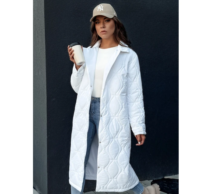 Dámský prošívaný dlouhý kabát TRENDIFY bílý FashionStreet TY4380