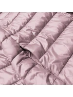 Krátká růžová dámská bunda s úpletovými stahovacími lemy (P22/P3-6636/P3-6023-52) Krátká růžová dámská bunda s úpletovými stahovacími lemy (P22/P3-6636/P3-6023-52)