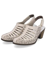 Kožené sandály na podpatku Rieker W RKR49B beige Kožené sandály na podpatku Rieker W RKR49B beige