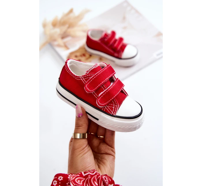 Dětské tenisky na suchý zip červený Bernie