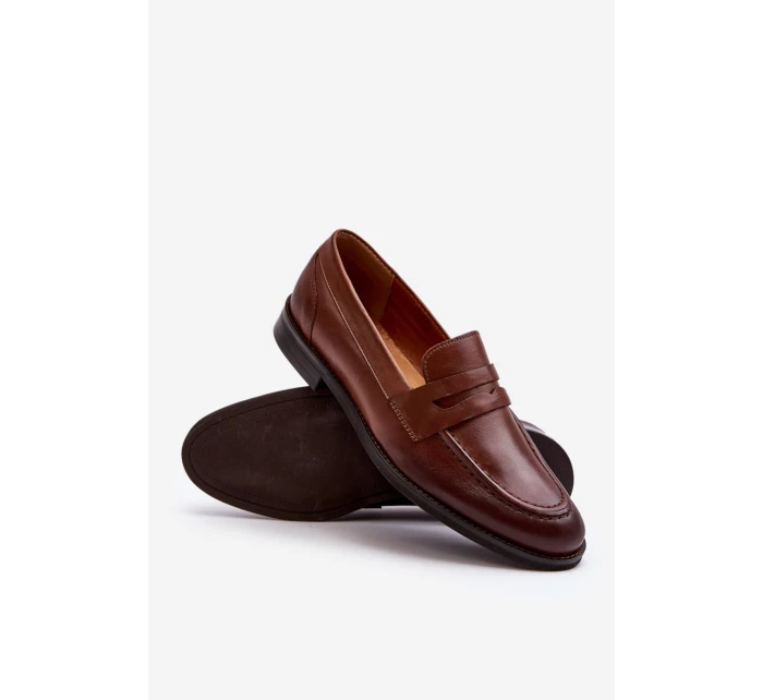 Mužské kožené polobotky Loafer Zazoo 1570/1 hnědé