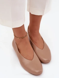 Dámské baleríny z ekokůže na ploché podrážce béžové model 21710674 - Boto