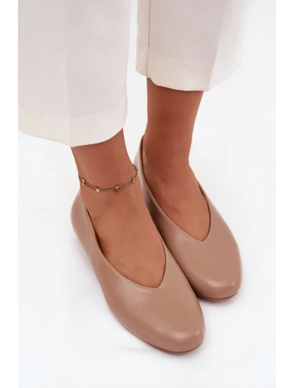 Dámské baleríny z ekokůže na ploché podrážce béžové model 21710674 - Boto Dámské baleríny z ekokůže na ploché podrážce béžové model 21710674 - Boto