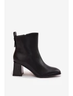 Dámské zateplené kotníkové boty na sloupku z pravé kůže – černé Vinceza Dámské zateplené kotníkové boty na sloupku z pravé kůže – černé Vinceza