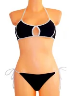 Dámské plavky dvoudílné sexy bikiny SULTRY polstrované košíčky zdobené bílými lemy černé - Černá - OEM Dámské plavky dvoudílné sexy bikiny SULTRY polstrované košíčky zdobené bílými lemy černé - Černá - OEM