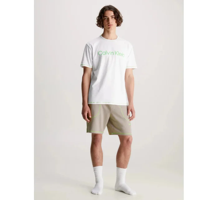 Pánské pyžamo NM2471E bílo/béžové - Calvin Klein Pánské pyžamo NM2471E bílo/béžové - Calvin Klein