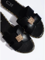 Stylové černé dámské nazouváky na klínku Stylové černé dámské nazouváky na klínku