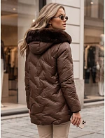 Dámská zimní prošívaná bunda LOVEINSIDE s kožešinou, hnědá, FashionStreet TY5052 Dámská zimní prošívaná bunda LOVEINSIDE s kožešinou, hnědá, FashionStreet TY5052