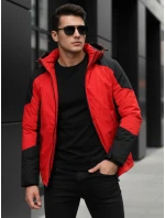 Pánská zimní bunda s kapucí červená FashionStreet TX5121