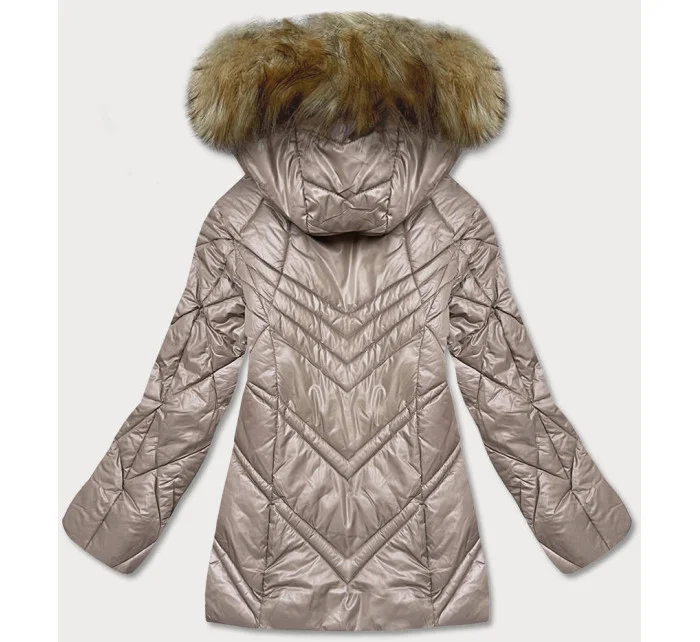 Dámská bunda ve velbloudí barvě pro přechodné období s kapucí (H-97)