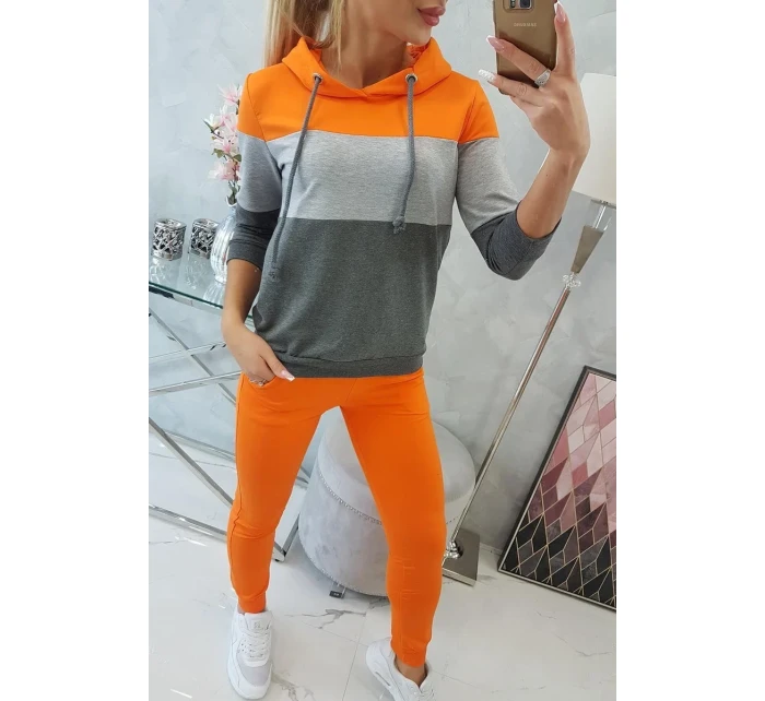 Oranžová+šedá barevná pruhovaná sada