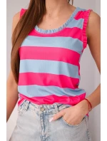 Dámská viskózová model 21961382 blůza v barevných pruzích fuchsie + modrá - K-Fashion