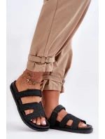 Dámské látkové sandály na zip černé model 21628607 - Boto Dámské látkové sandály na zip černé model 21628607 - Boto