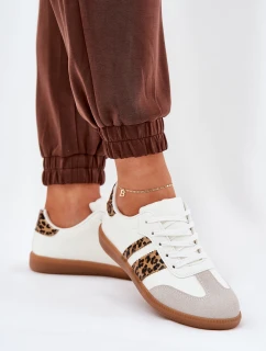 Nízké Dámské Tenisky Z Eko Kůže Leopardí Bílé Nonalorin