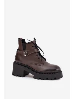 Dámské kotníkové boty se zdobeným páskem Zazoo – czekoládové Dámské kotníkové boty se zdobeným páskem Zazoo – czekoládové