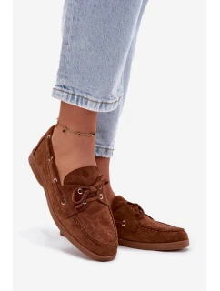 Dámské polobotky mokasíny se šněrováním Calivra – camel
