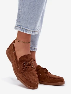 Dámské polobotky mokasíny se šněrováním Calivra – camel