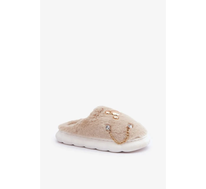 Dámské pantofle BG186P Ecru s ozdobou - Step in style Dámské pantofle BG186P Ecru s ozdobou - Step in style