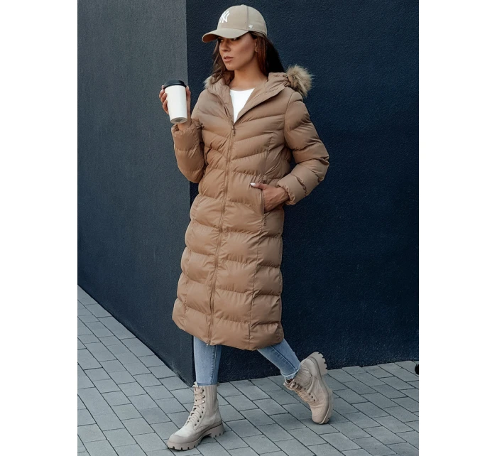 Dámský zimní kabát LUXWARM tmavě béžový FashionStreet TY4375