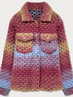 Tmavě růžová košilová dámská bunda s límcem (2453)