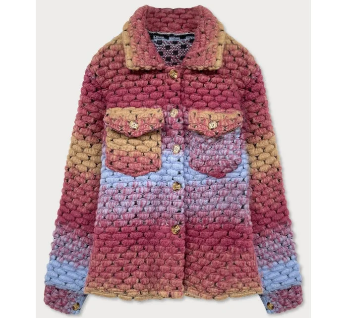 Tmavě růžová košilová dámská bunda s límcem model 16148660 - MADE IN ITALY Tmavě růžová košilová dámská bunda s límcem model 16148660 - MADE IN ITALY
