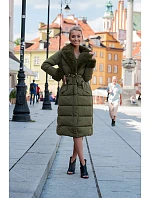 Dlouhá zimní bunda s kožešinovým límcem khaki (j9-071) Dlouhá zimní bunda s kožešinovým límcem khaki (j9-071)