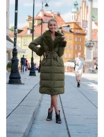 DŁUGA KURTKA ZIMOWA Z  KHAKI model 21243019 - Ann Gissy